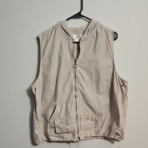 CJ Banks Cream Hooded Utility Vest Size 2X
